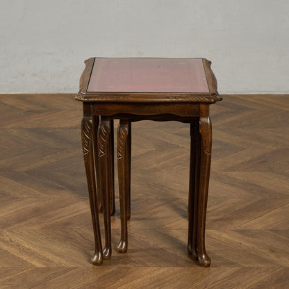 英国 クラシック ガラストップ ネストテーブル