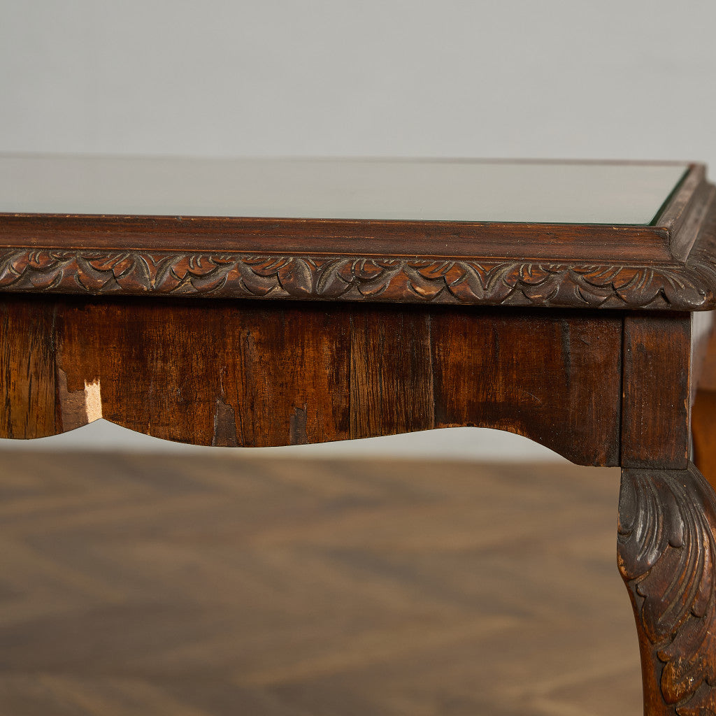 英国 クラシック ガラストップ ネストテーブル