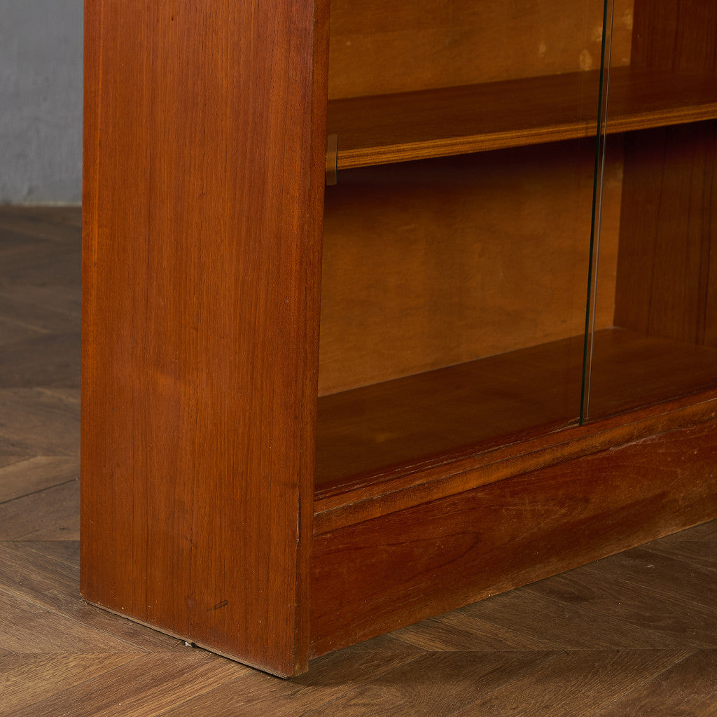 英国 ヴィンテージ ナロー ガラス ブックケース 食器棚