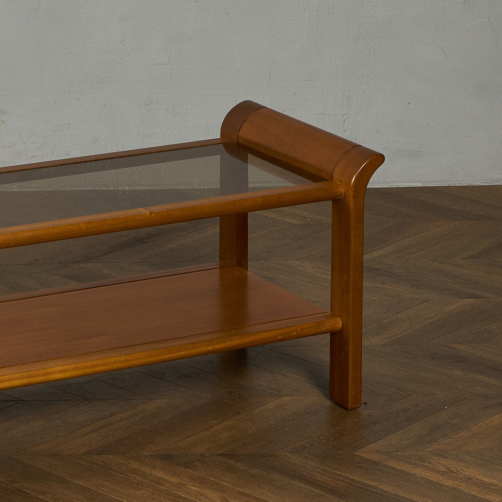 英国 ヴィンテージ スモーク ガラストップ コーヒーテーブル センターテーブル