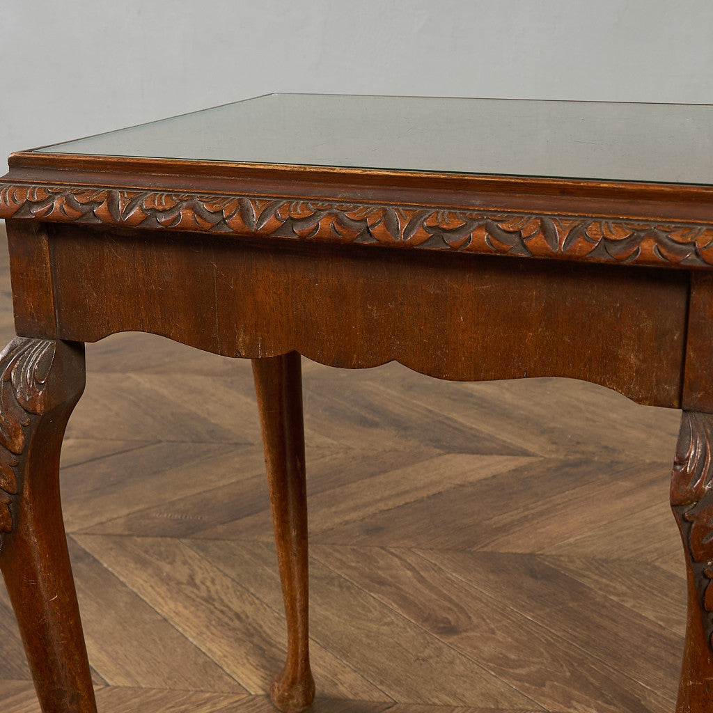 英国 クラシック ガラストップ ネストテーブル