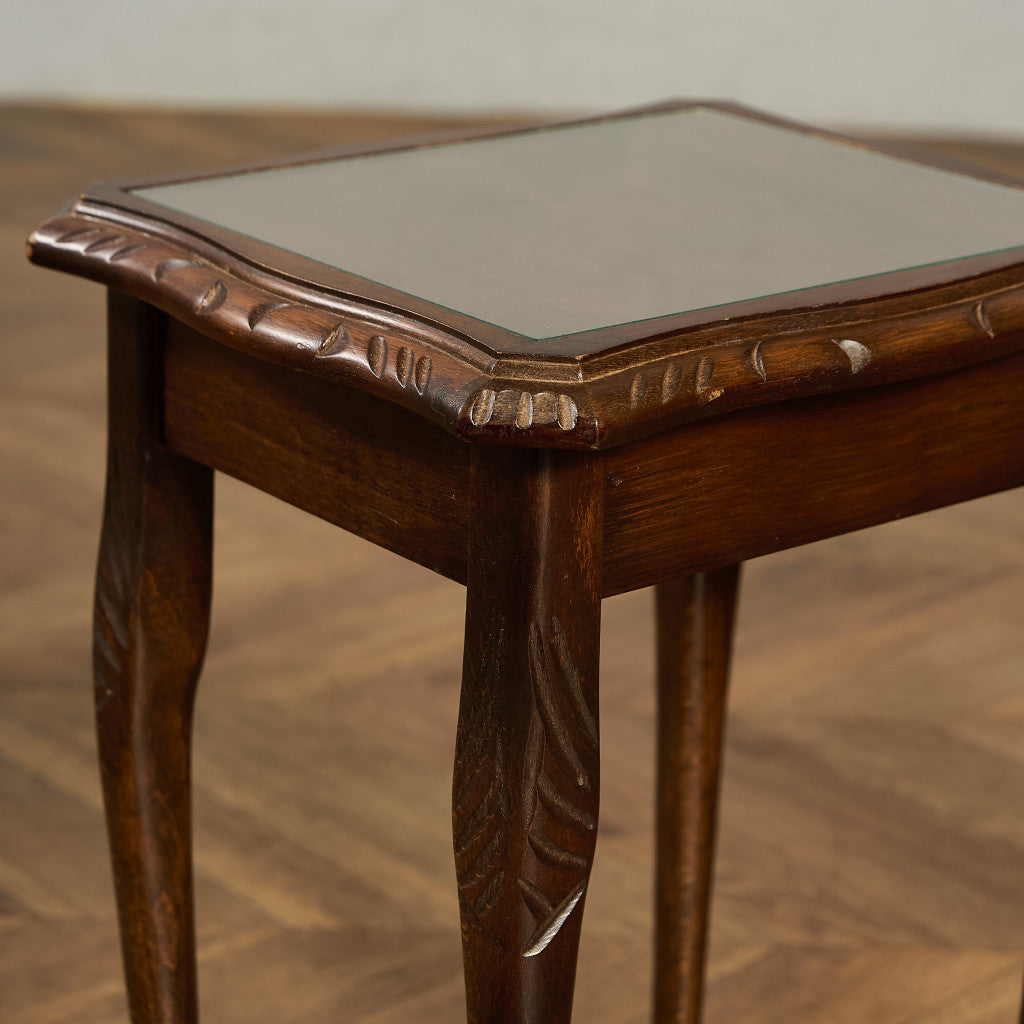 英国 クラシック ガラストップ ネストテーブル