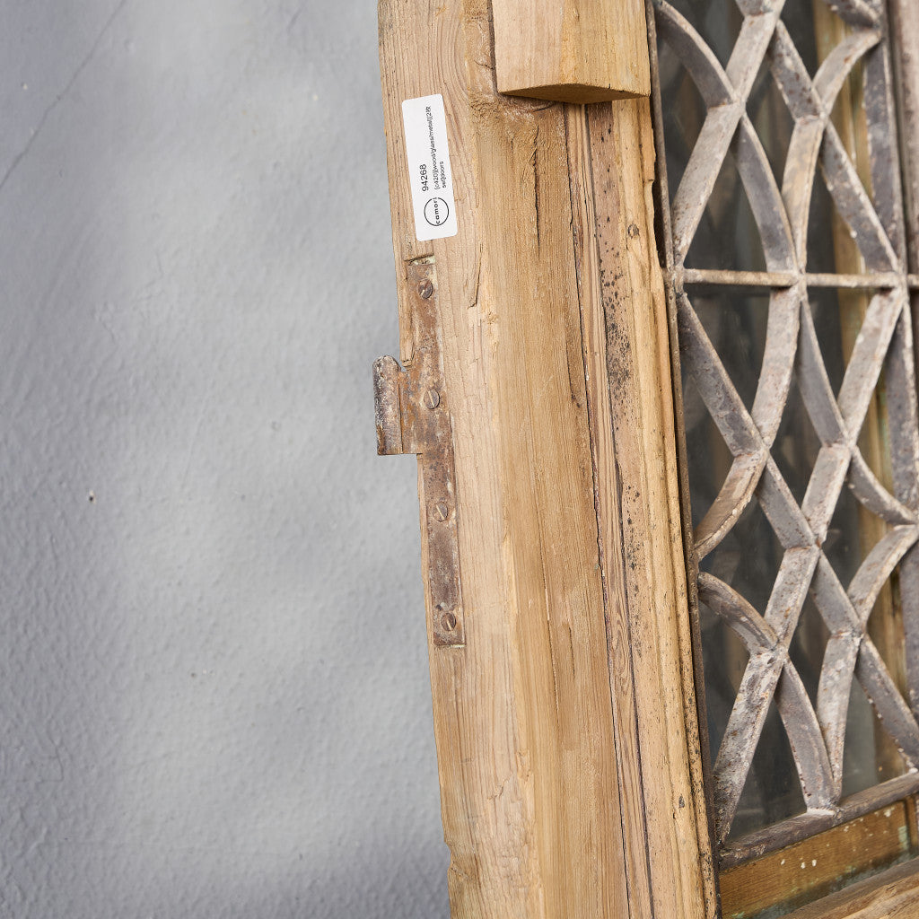 英国 アンティーク 両開き 鉄格子 ウッド ドア 2点セット