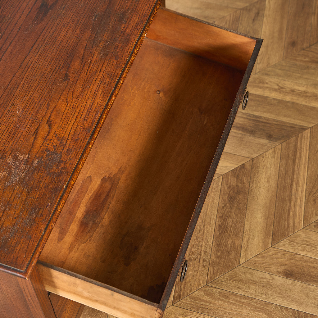 英国 クラシック オーク材 3段チェスト