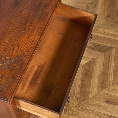 英国 クラシック オーク材 3段チェスト