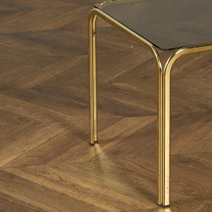 イギリス ヴィンテージ スモーク ガラストップ ネストテーブル #97788