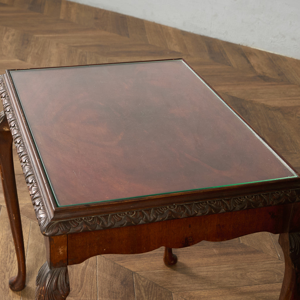 英国 クラシック ガラストップ ネストテーブル