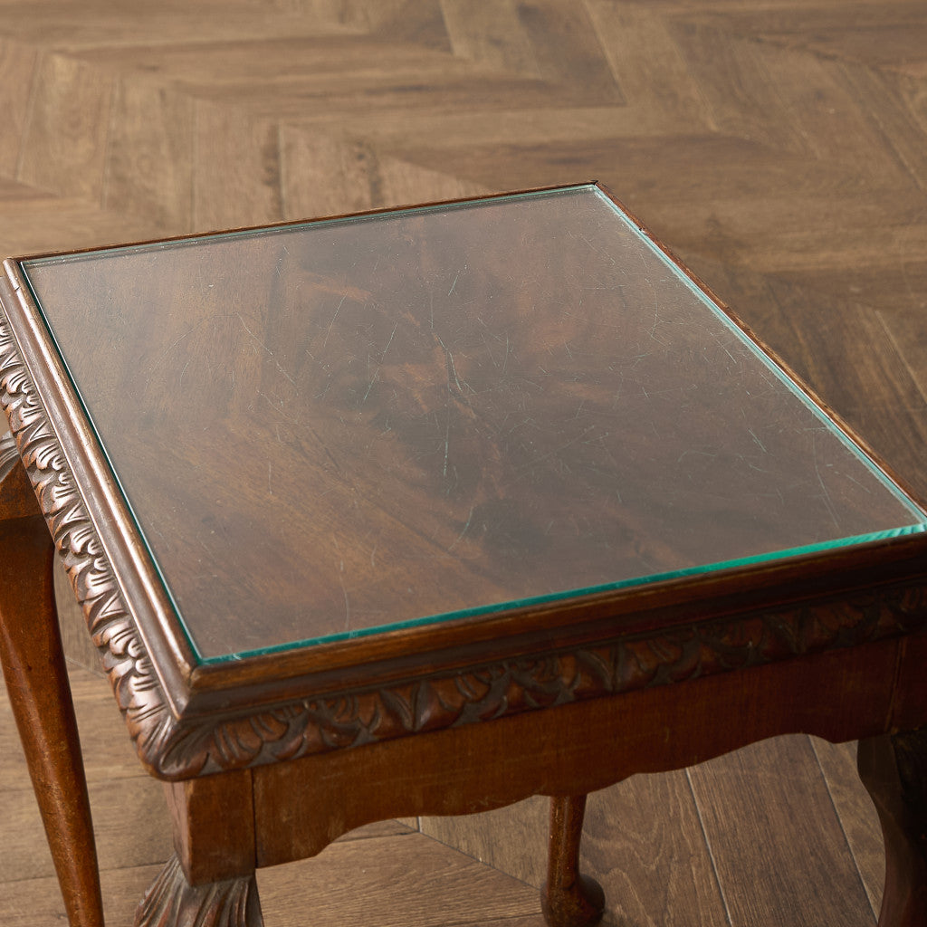 英国 クラシック ガラストップ ネストテーブル