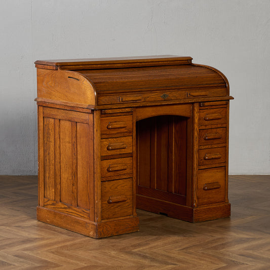 英国 アンティーク 蛇腹式 ロールトップ デスク