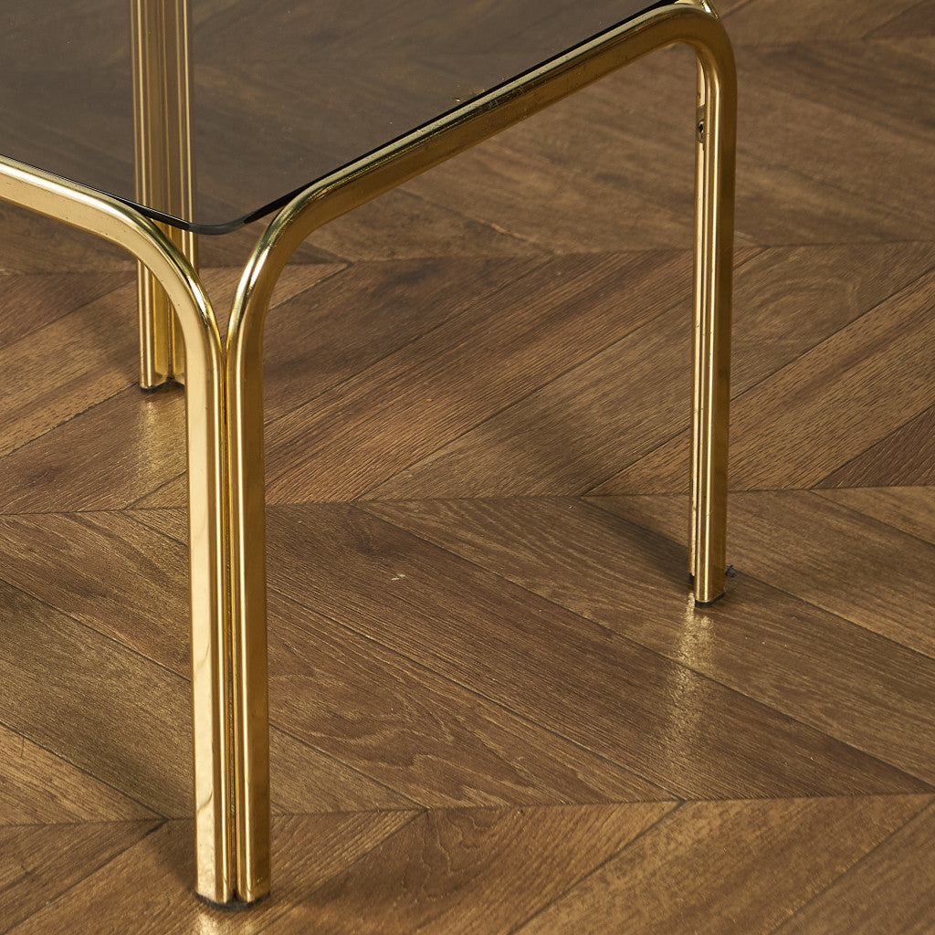 イギリス ヴィンテージ スモーク ガラストップ ネストテーブル #97788