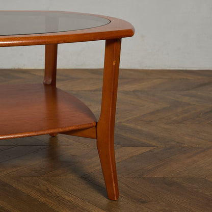 英国 ヴィンテージ スモーク ガラストップ コーヒーテーブル センターテーブル