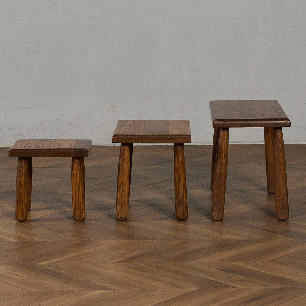 オランダ製 オーク無垢材 ネストテーブル