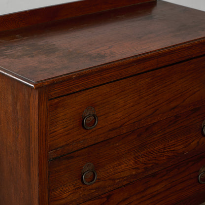 英国 クラシック オーク材 3段チェスト