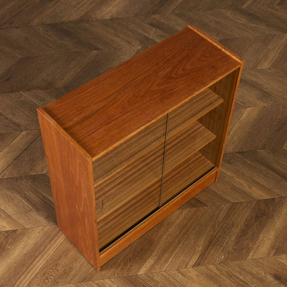 英国 ヴィンテージ ナロー ガラス ブックケース 食器棚