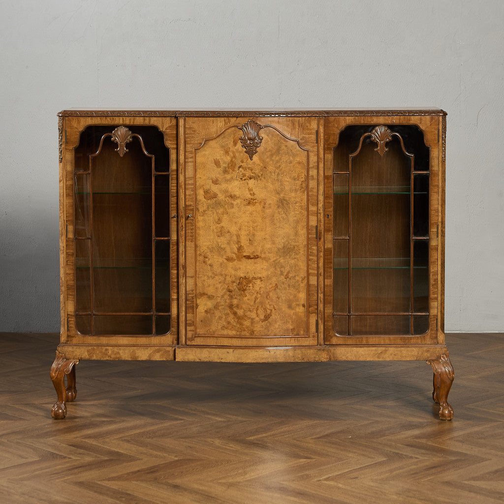 英国 クラシック ウォールナット ブックケース 食器棚