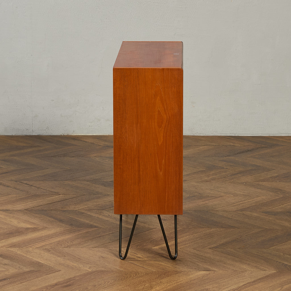 ヴィンテージ ガラスブックケース  カスタム アイアンヘアピンレッグ