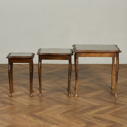 英国 クラシック ガラストップ ネストテーブル