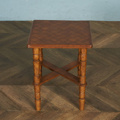 British classic parquet top side table #81898