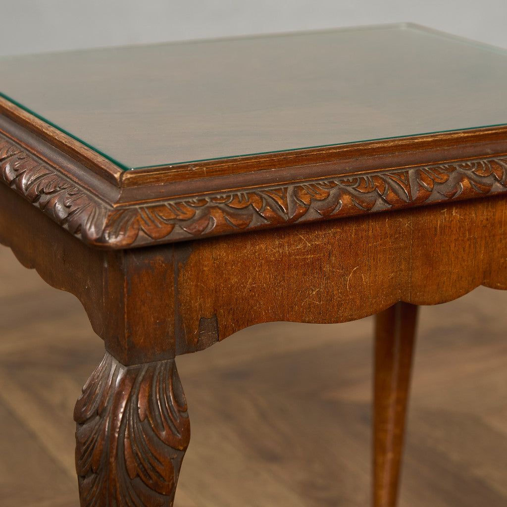 英国 クラシック ガラストップ ネストテーブル