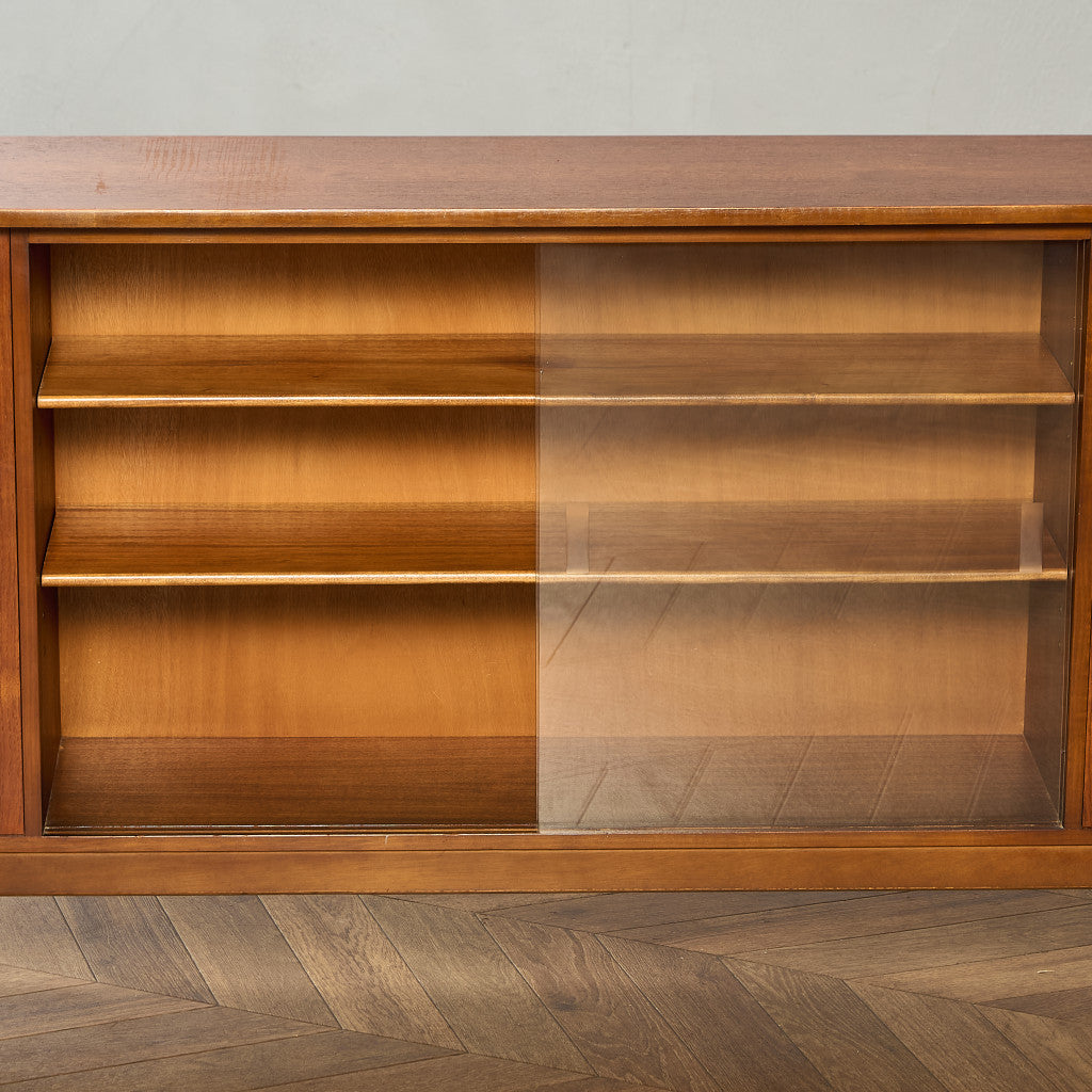 英国 ヴィンテージ ナロー ガラス ブックケース