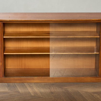 英国 ヴィンテージ ナロー ガラス ブックケース