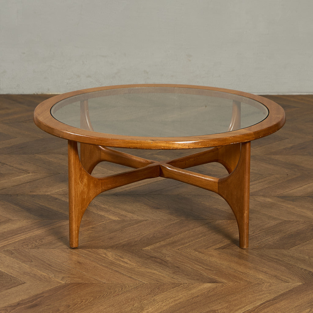 ガラストップ ラウンドコーヒーテーブル