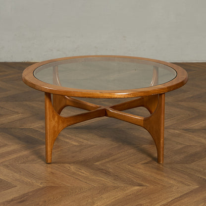 ガラストップ ラウンドコーヒーテーブル