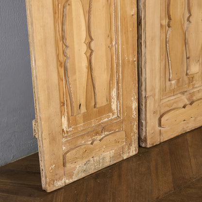 英国 アンティーク 両開き 鉄格子 ウッド ドア 2点セット