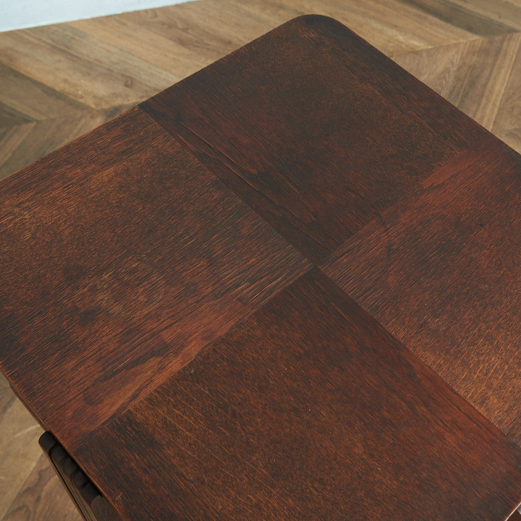 英国ヴィンテージ パーケットトップ サイドテーブル