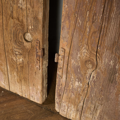 英国 アンティーク 両開き 鉄格子 ウッド ドア 2点セット