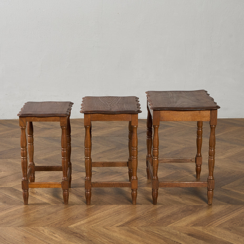 英国 クラシック オーク材 ネストテーブル サイドテーブル