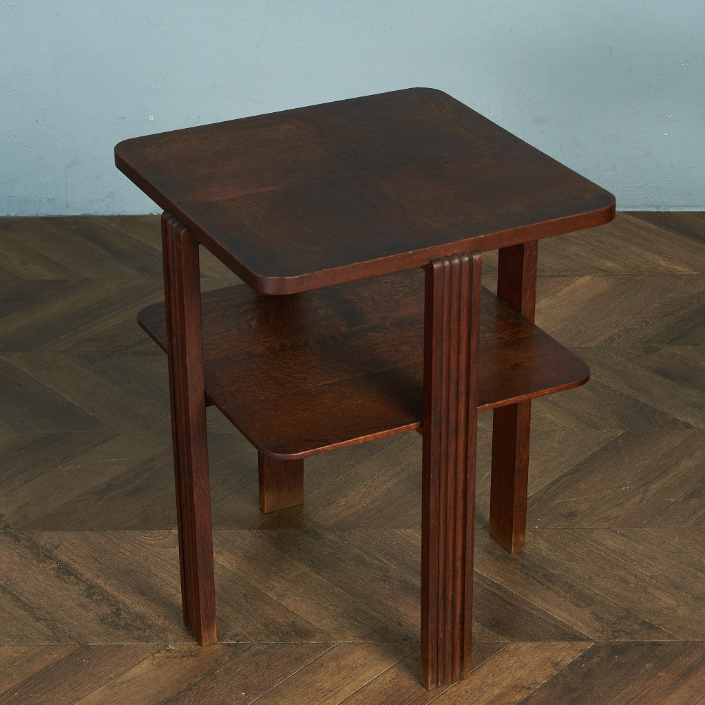 英国ヴィンテージ パーケットトップ サイドテーブル