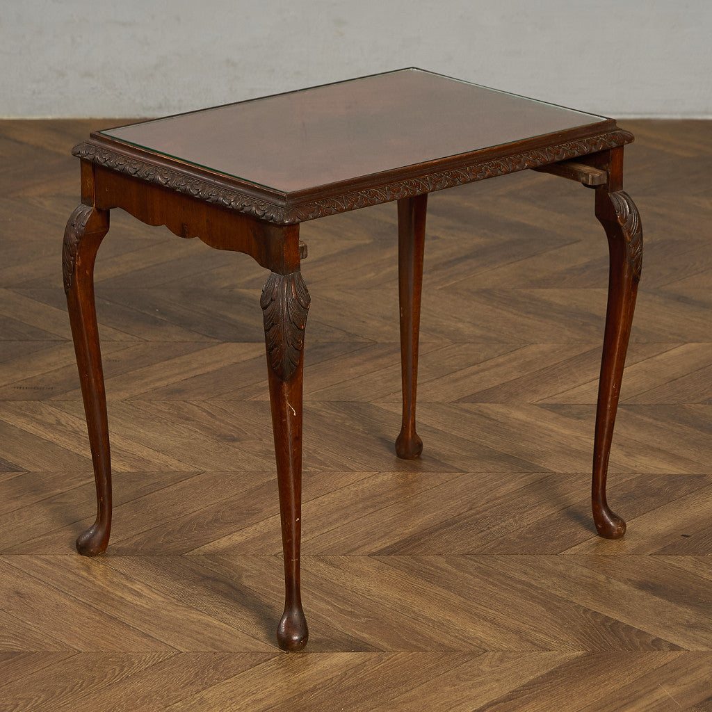 英国 クラシック ガラストップ ネストテーブル