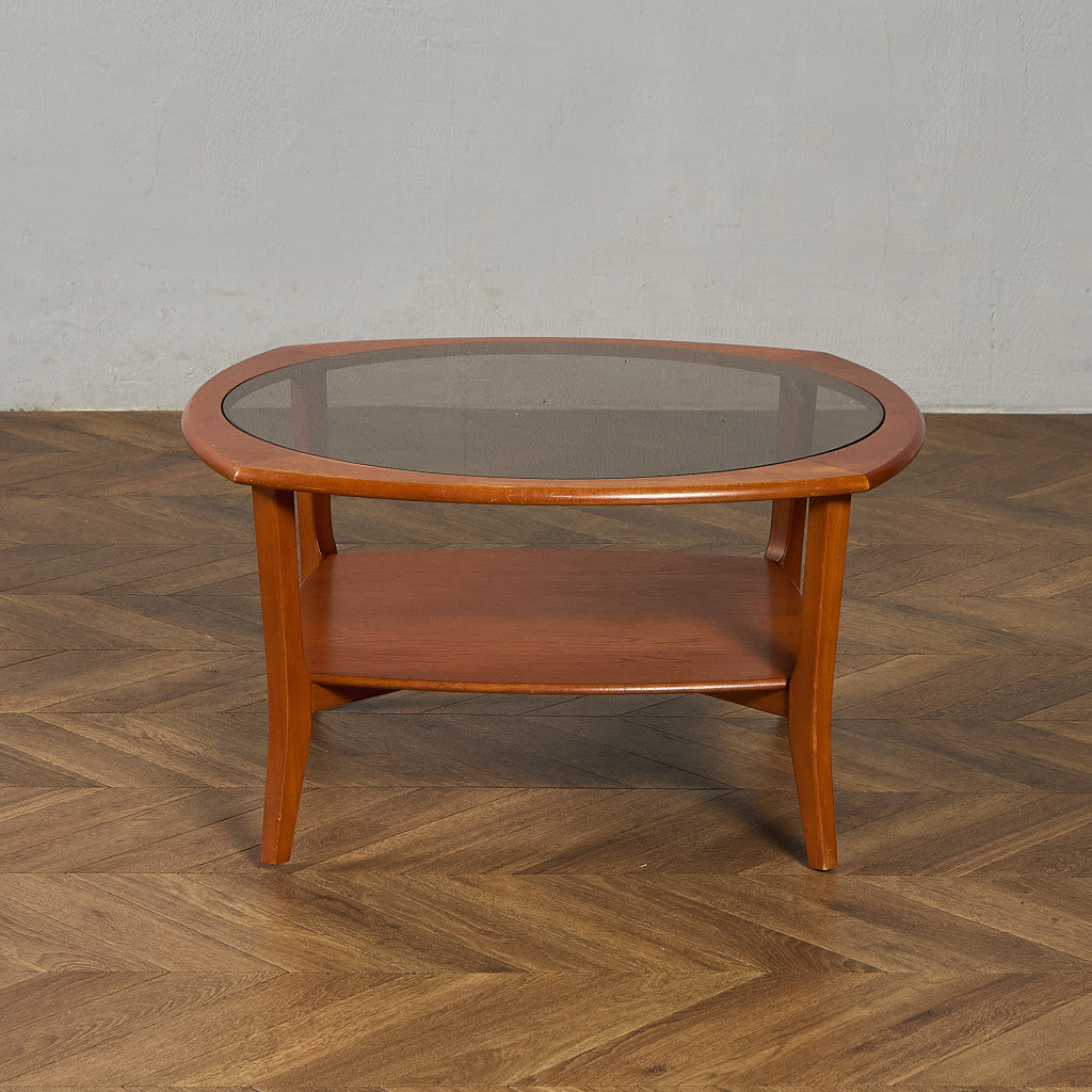 英国 ヴィンテージ スモーク ガラストップ コーヒーテーブル センターテーブル