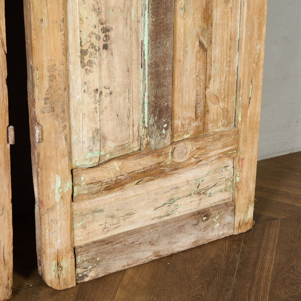 英国 アンティーク 両開き 鉄格子 ウッド ドア 2点セット