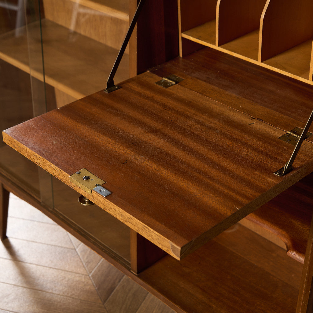 ヴィンテージ ナロー ガラスキャビネット ブックケース