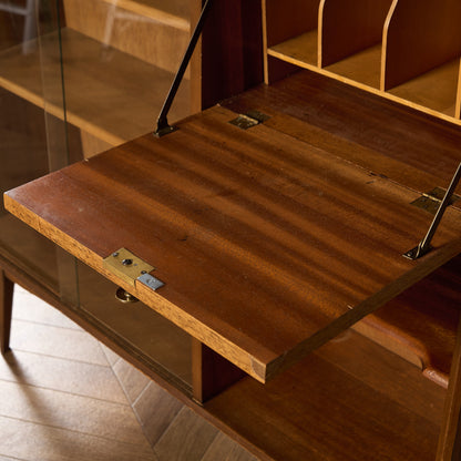 ヴィンテージ ナロー ガラスキャビネット ブックケース