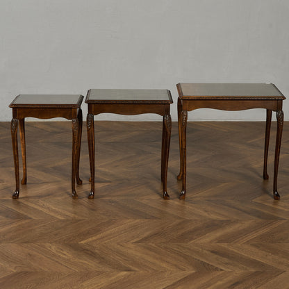 英国 クラシック ガラストップ ネストテーブル