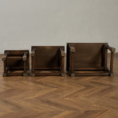 英国 クラシック オーク材 ネストテーブル