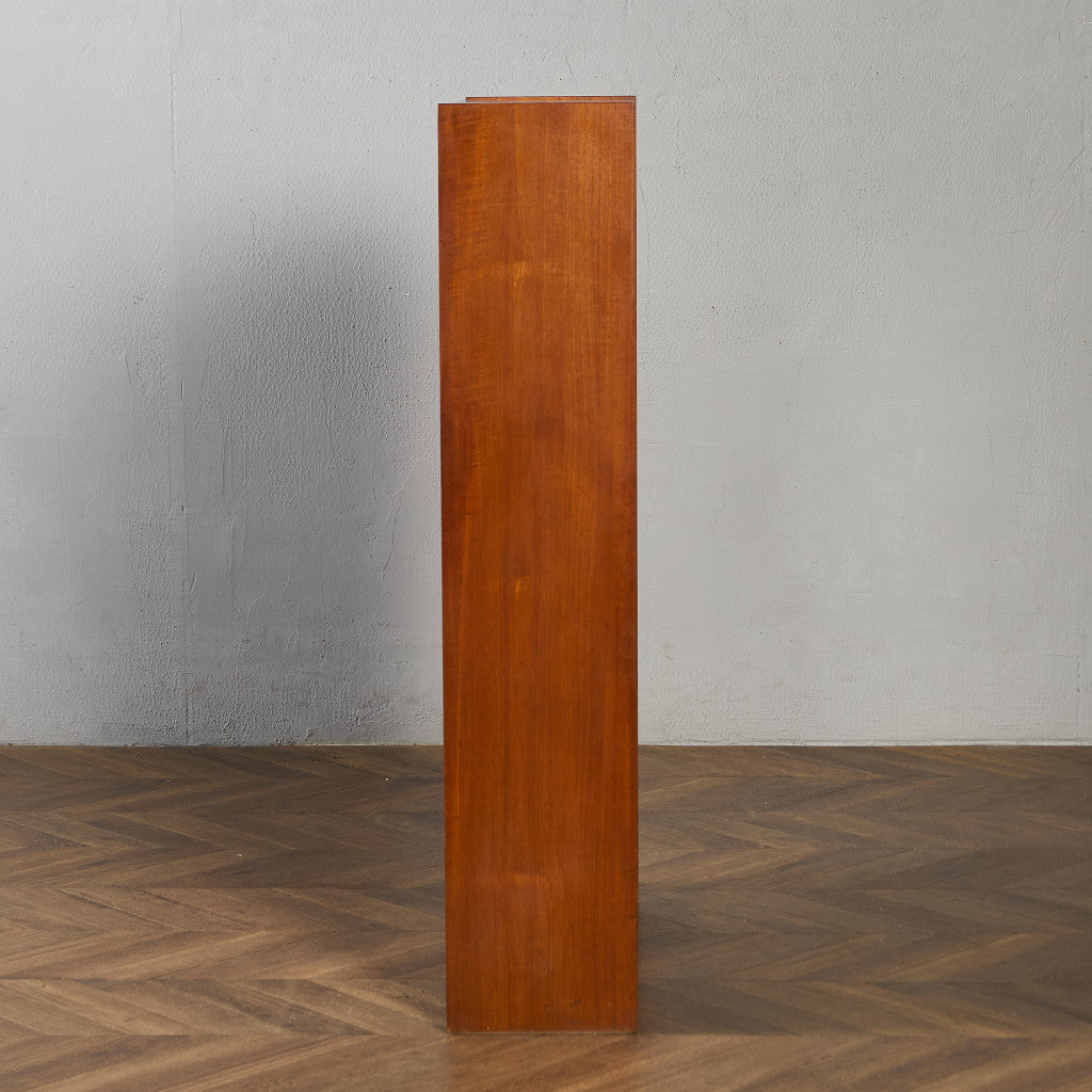 英国 ヴィンテージ ナロー ガラス ブックケース 食器棚