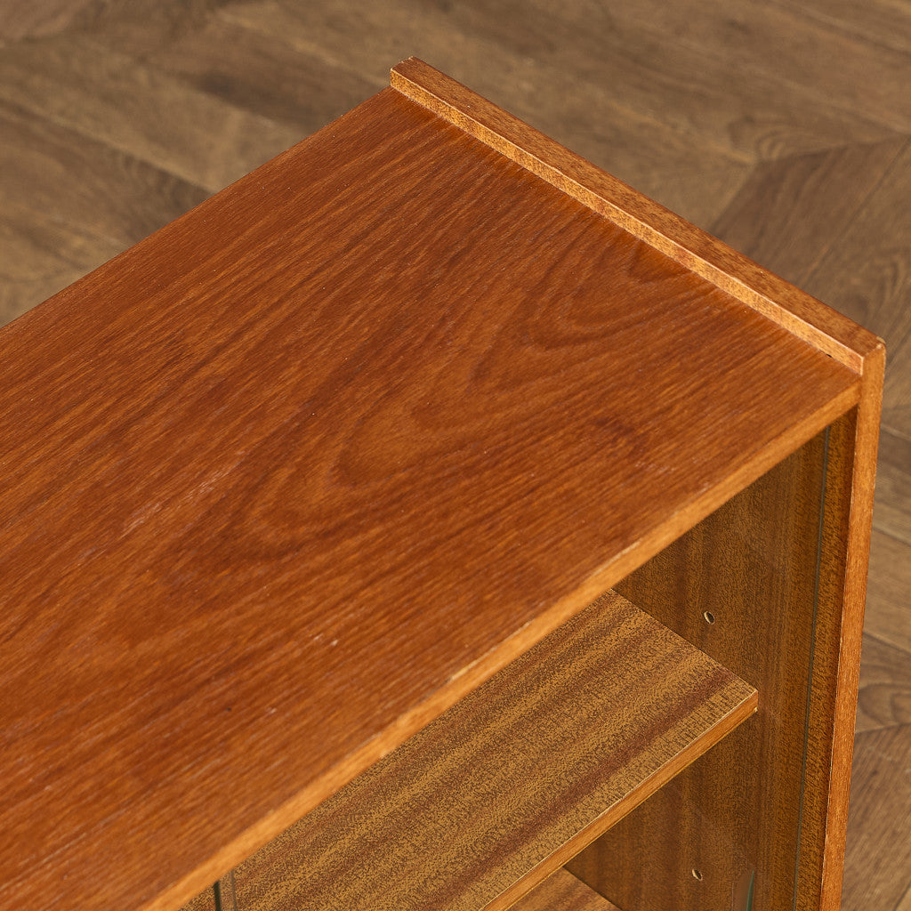 英国 ヴィンテージ ナロー ガラス ブックケース 食器棚