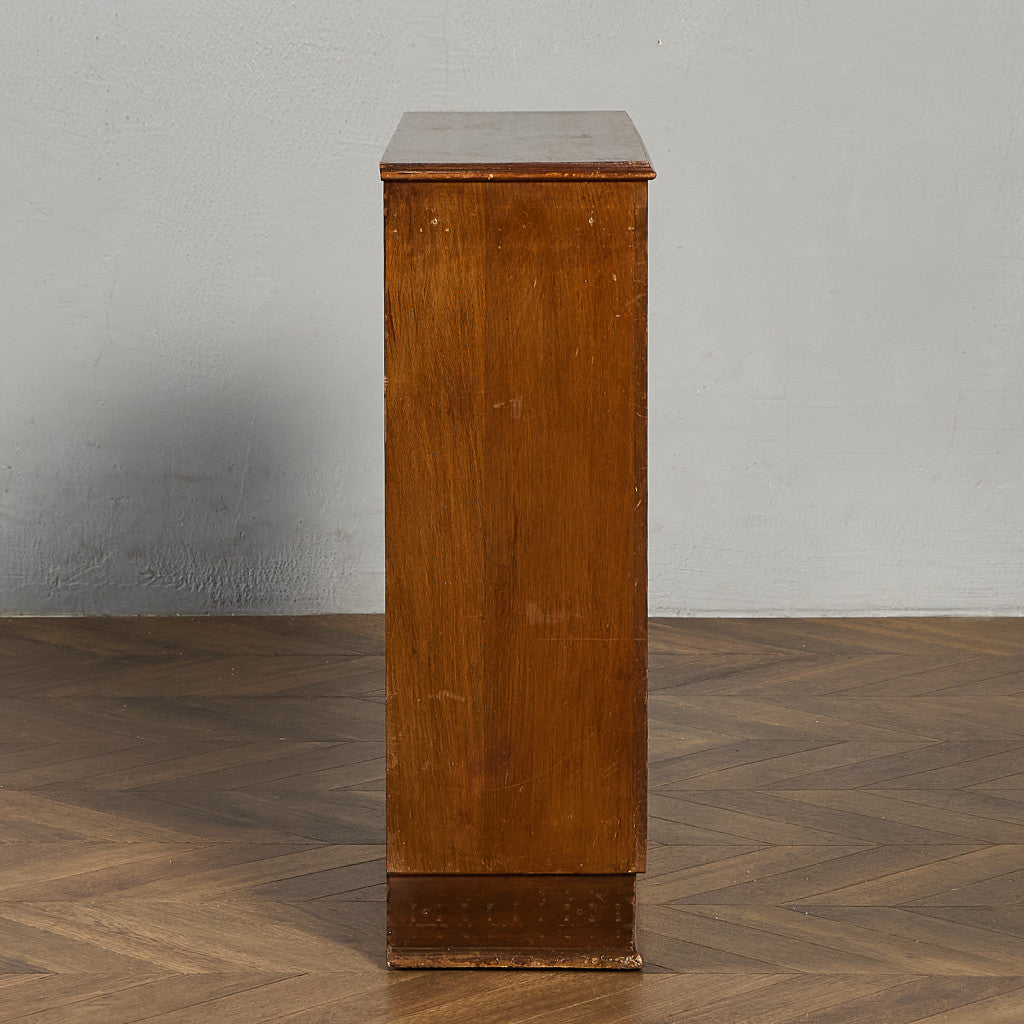 英国 ヴィンテージ ナロー ガラス ブックケース 食器棚