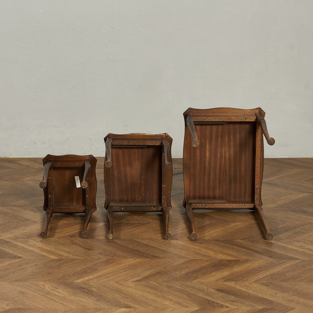 英国 クラシック ガラストップ ネストテーブル