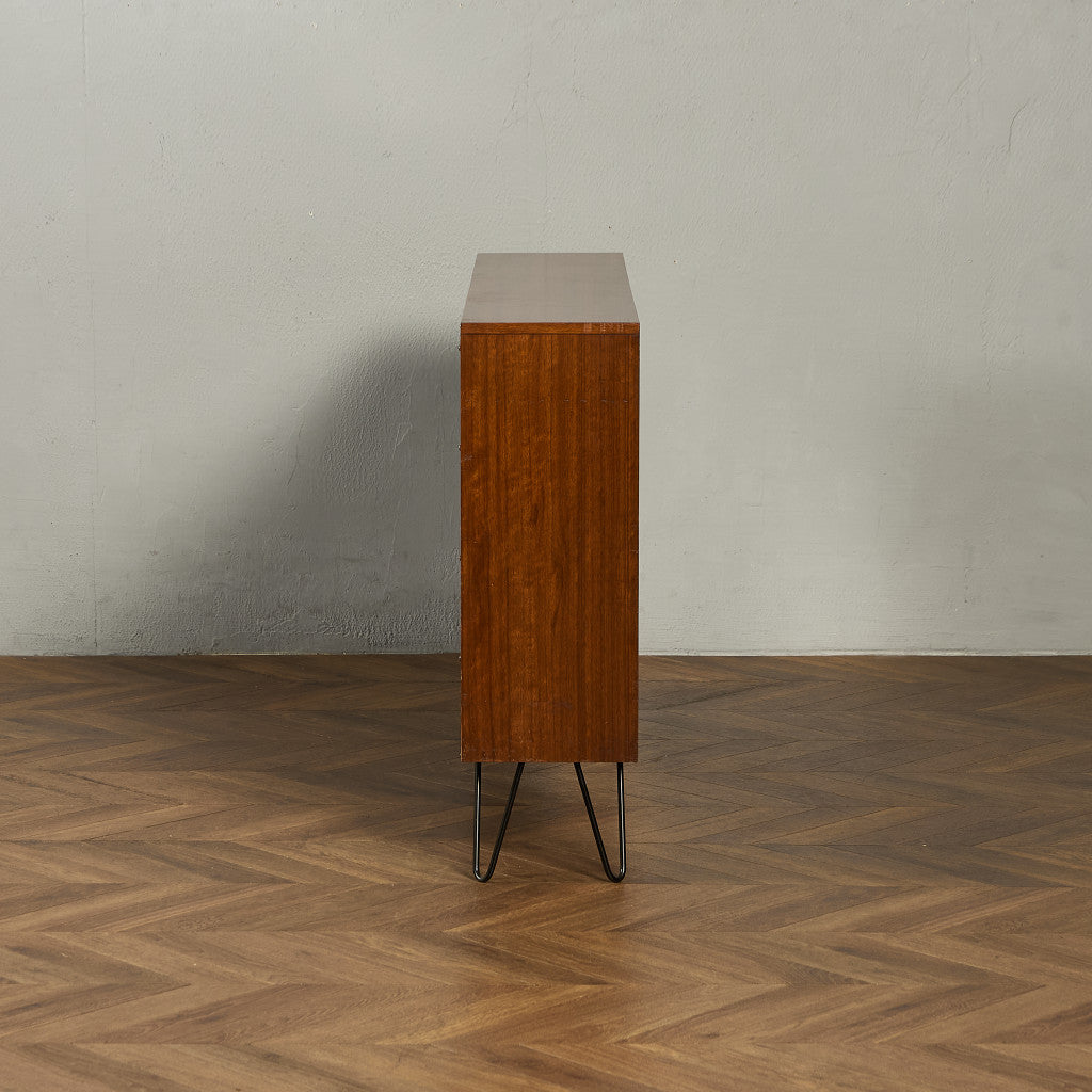 ヴィンテージ ガラスブックケース カスタム アイアン ヘアピンレッグ