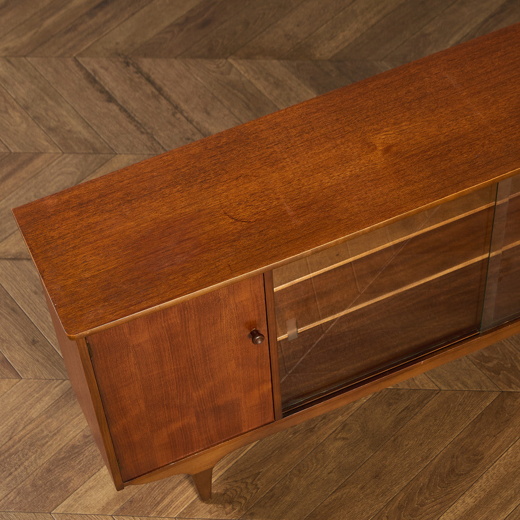 英国 ヴィンテージ ナロー ガラス ブックケース