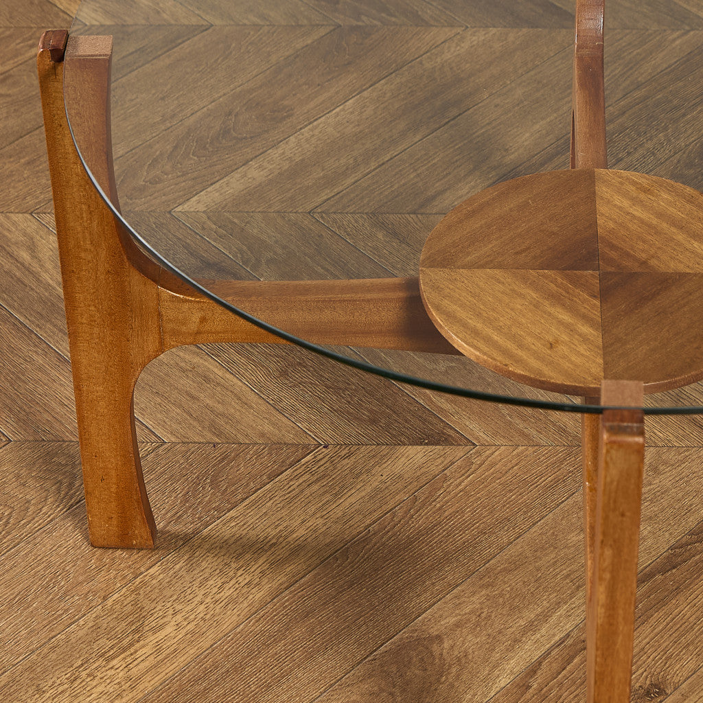 英国 ヴィンテージ ガラストップ コーヒーテーブル