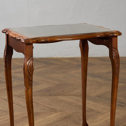 英国 クラシック ガラストップ ネストテーブル