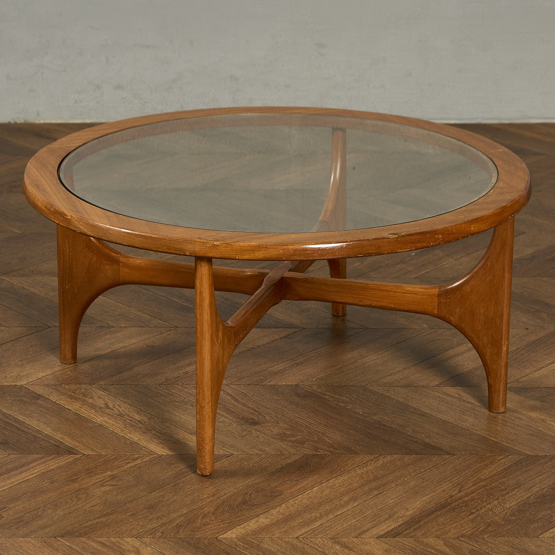 ガラストップ ラウンドコーヒーテーブル