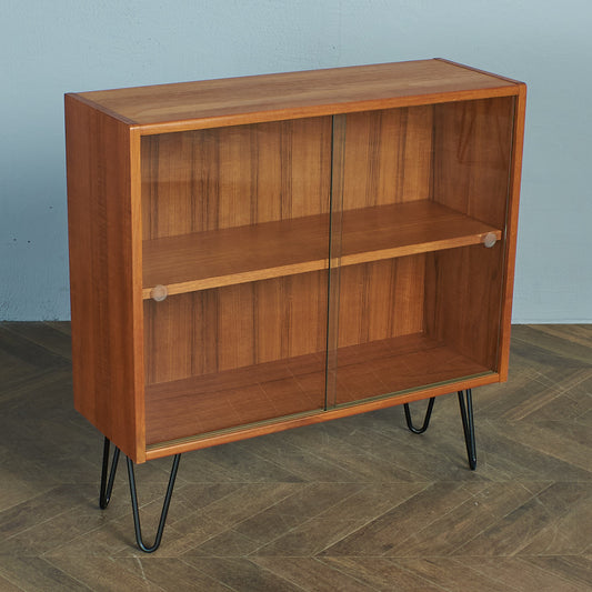 ヴィンテージ ガラスブックケース / カスタム アイアンヘアピンレッグ