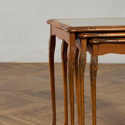 英国 クラシック ガラストップ ネストテーブル #95562